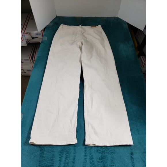 American Eagle Jeans Size 4 Womens White Stretch Pants Baggy Wide Leg Stove Pipe - Picture 11 of 14